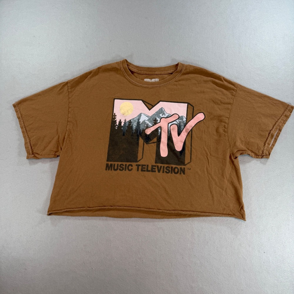 MTV Music Television Mountain Graphic Crop Top Women's L Brown 2021